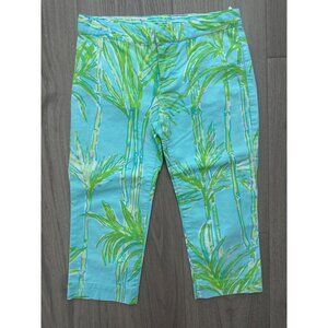 Lilly Pulitzer Girls Bamboo Tropical Print Capri Pants Size 7 Cotton Blend